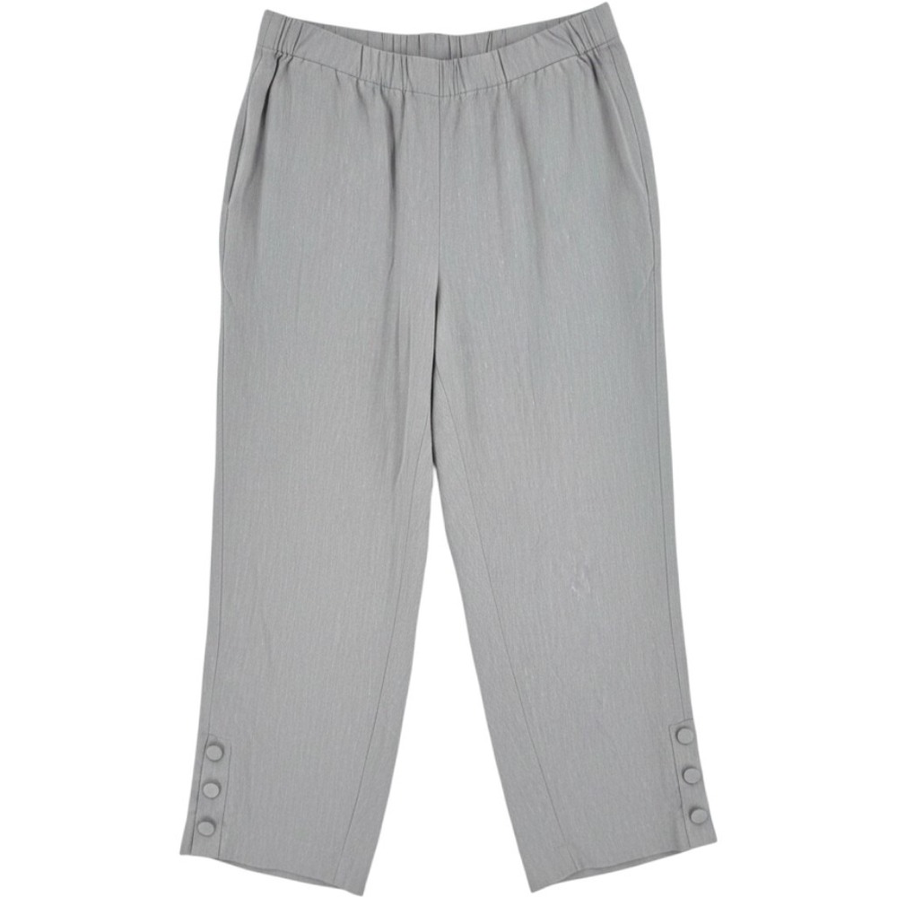 J. Jill Linen Stretch Pants Grey XL Linen Viscose Spandex Side Zip Button Hem